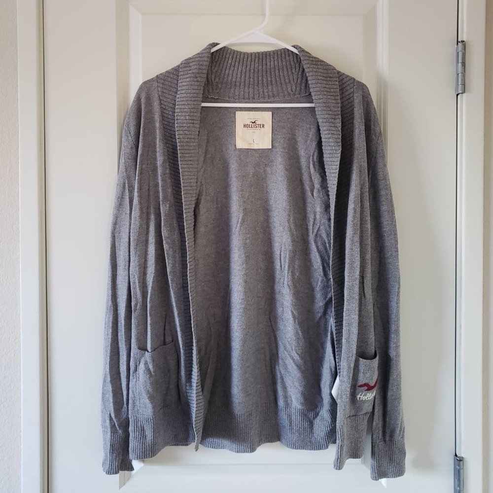 Grey Hollister Women's Cardigan - Size L